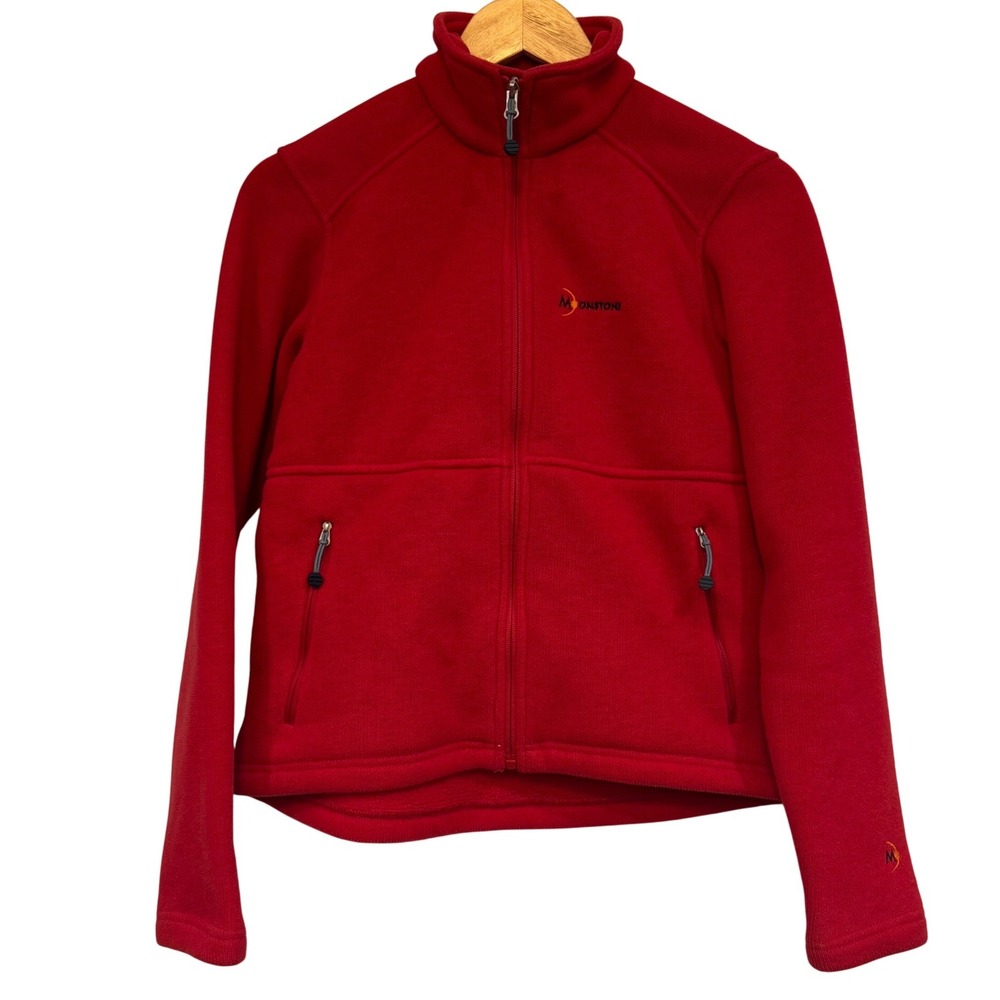 Moonstone Mountain Equipment Red Full Zip Fleece Jacket Womens Medium Hiking Y2K